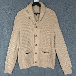 J Crew Cotton Shawl Collar Cardigan Sweater - Men's Size M - Tan